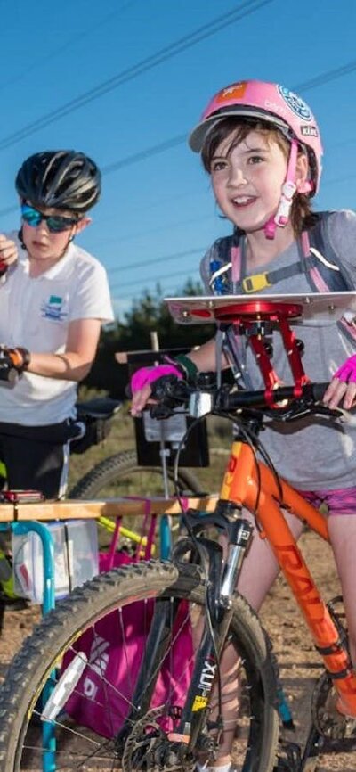 children mountain bike orienteering at Canberra's National Arboretum