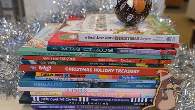 A stock of Christmas titles at the National Library Bookshop