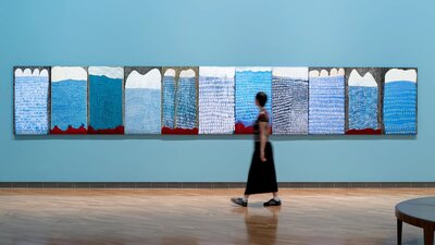 Grace Kemarre Robinya, Kwatjala nhama timela (Raining time), 2024-2025 5th National Indigenous Art Triennial: After the Rain, installation view, National Gallery