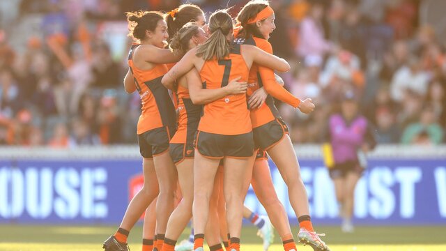 AFLW in Canberra GIANTS AFLW Players Celebrating