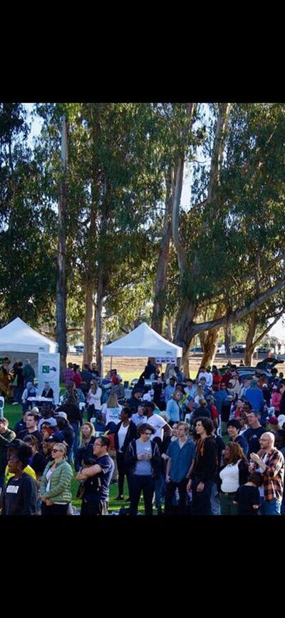 stalls in the background