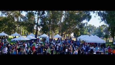 stalls in the background