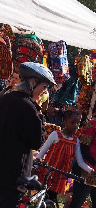 stalls in the background