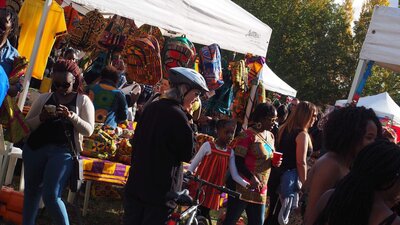 stalls in the background