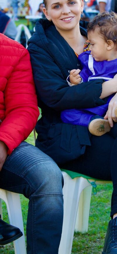 stalls in the background