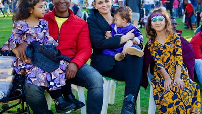 stalls in the background