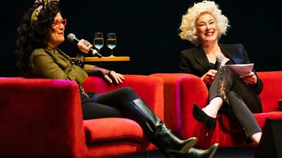 Annabel Crabb and Leigh Sales on stage