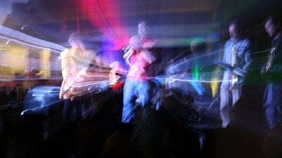 colourful artistic blurry picture of jazz musicians