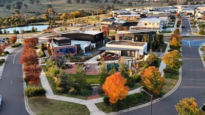 Aerial view of Whitlam suburb block of houses