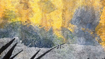 Lesley Andersen, Social Landscape (detail) An abstract painting of a landscape.