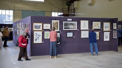 ASOC Spring Exhibition 2023 Visitors to the 2023 Artists Society of Canberra Spring Exhibition and sale browsing the artworks