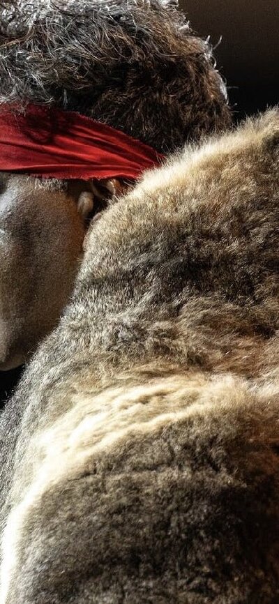 Traditional Gubbi Gubbi dancer performing on stage