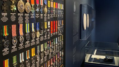 Australian honours and awards medals on display at the exhibition