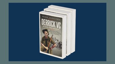 Front cover of book titled Derrick VC In His Own Words by Dr Mark Johnston
