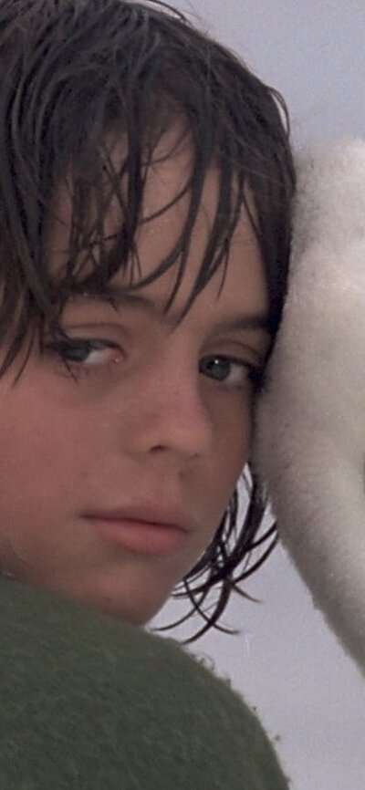 Pizza & Pyjamas: Storm Boy (NFSA Restores) , Friday 30 May Young boy pictured with wet hair, leaning his head on a live pelican
