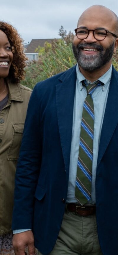 American Fiction, Sun 12 Apr 2:00 PM A woman and man walking through grassy fields laughing