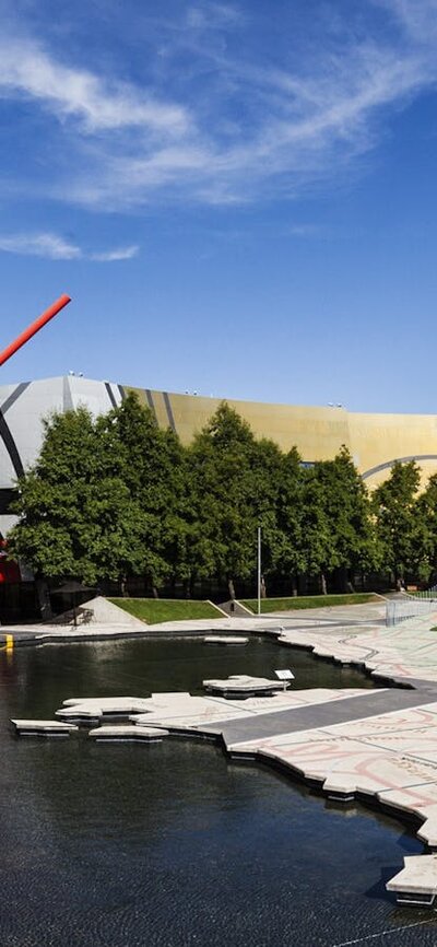 Photograph showing southwest view of Garden of Australian Dreams, National Museum of Australia