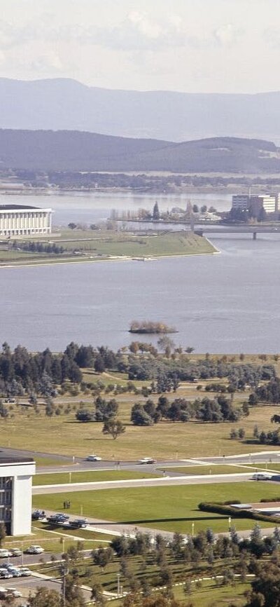 View from Mount Ainslie showing Waterjet and Carillon