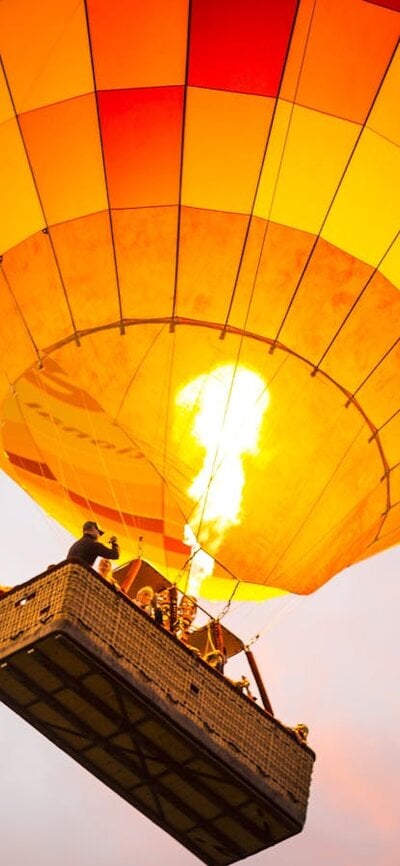 Passengers in a hot air balloon