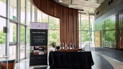 The Canberra Cellar Door is a pop up wine tasting in the Canberra and Region Visitor's Centre A photo of the Canberra Cellar Door set up.