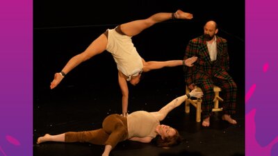 The cast of INTERLOPER  perform a one arm hand-to-hand
