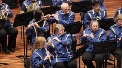 Canberra City Band flute section playing at the National Eisteddfod 2025