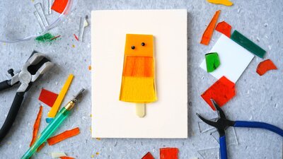 Canberra Glassworks class, Glass Pops Glass craft class work in progress, icy pole