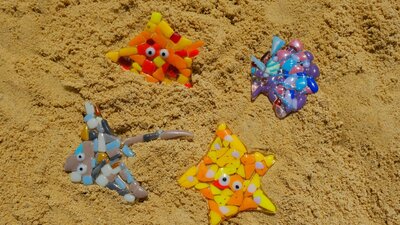 Fish made from glass scraps