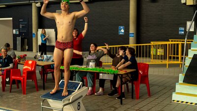 Swimmer on diving platform