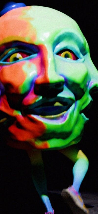 Animation of colourful human like faces