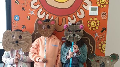 Children with koala masks for Celebrate Gungahlin: Young Voices