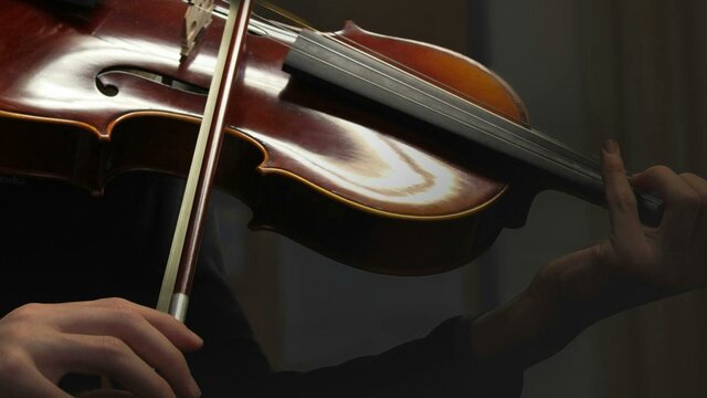close up picture of a someone playing a viola