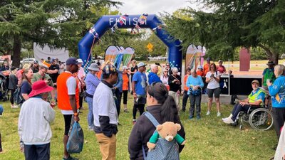 A crowd of people at the start