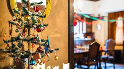 Christmas tree display at Calthorpes House