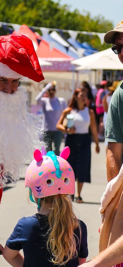 Santa with kids at The Little Burley Market
