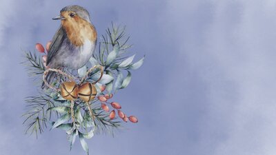 Luminous Christmas 2025: Christmas Classics A drawing of a bird sits atop a festive wreath