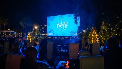 New Fire Pit Cinema screening Christmas movies Outdoor cinema with fire pits and Christmas lights
