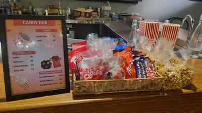 The candy selection on the bar