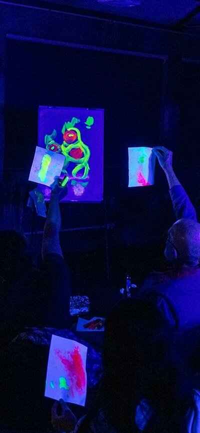 Fringe World Perth Season, Photo Sean Breadsell Main covered in UV body paint on stage