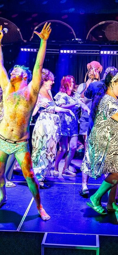 Fringe World Perth Season, Photo Sean Breadsell Audience dancing on stage under disco lights