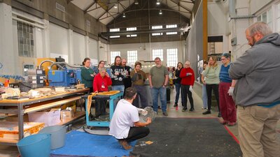 Aidan Hartshorn leading workshop with participants at Canberra Glassworks