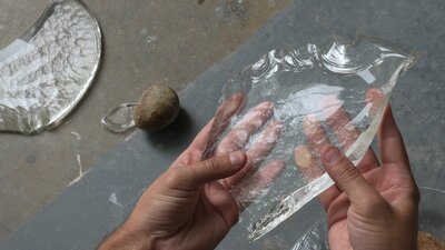 Glass knapped artworks by Aidan Hartshorn