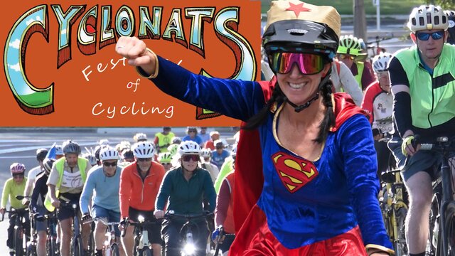 Cyclonats Festival of Cycling Cyclonats logo and cyclists