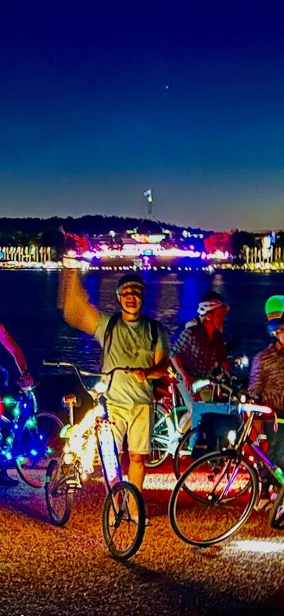 Cyclists at night
