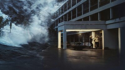 The Wave (Bølgen) 6:00 PM Fri, Sep 25, 2026 Still of two people running into a building while a wave larger than the image is coming towards the