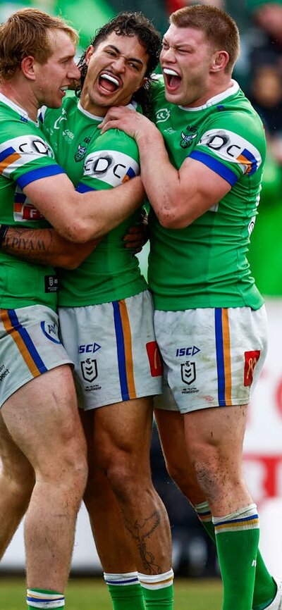 Canberra Raiders team celebration.