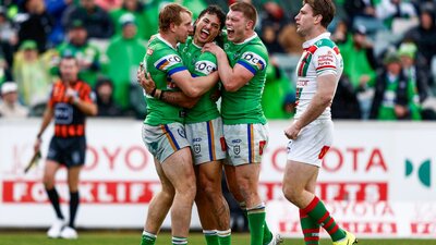 Canberra Raiders team celebration.