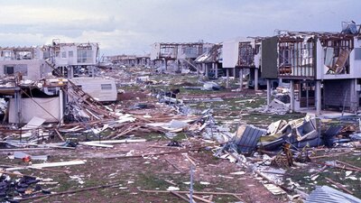 When Will the Birds Return (1975) Destroyed land and housing after a natural disaster