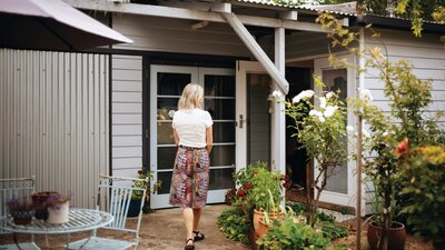 GOST Director Anne Masters walking towards the gallery GOST Director Anne Masters walking towards the gallery