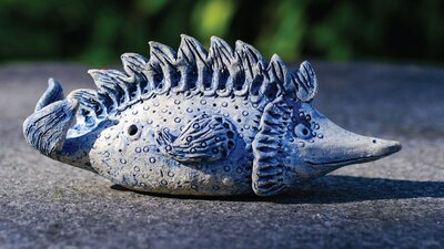 Fish Whistle - Elena Bozhko-Marshall Blue ceramic fish whistle